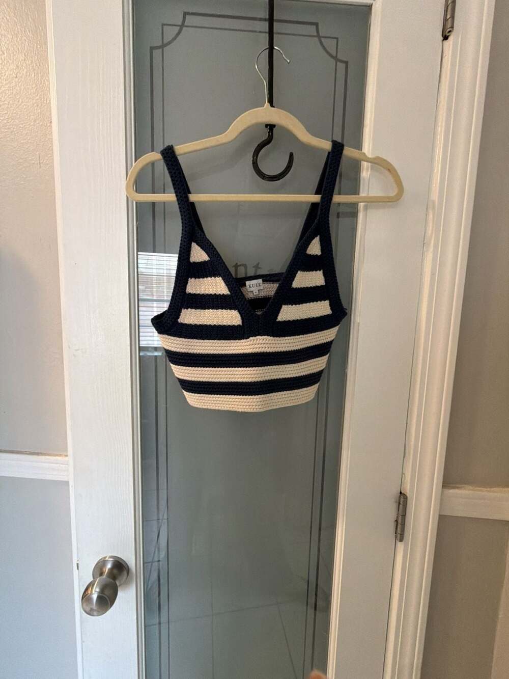 KULE The Camille Crochet Striped Bralette Crop Top Size M